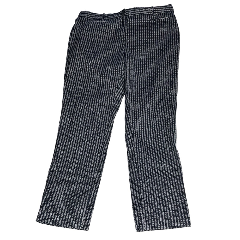 Brooks Brothers‎ Natalie Fit Navy Blue White Geometric Trouser Pants Size 12